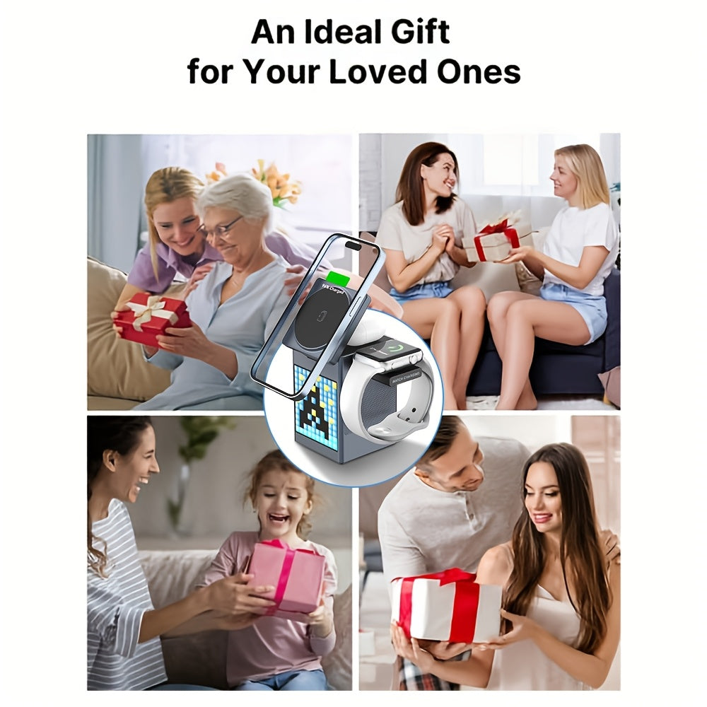Digital Alarm Clock With Wireless Charging 15W, Wireless Speaker, Fast Wireless Charger, Dimmable Clock Brightness, Dual Alarm, Dimmable Display, Perfect For Bedroom, Home, Office
