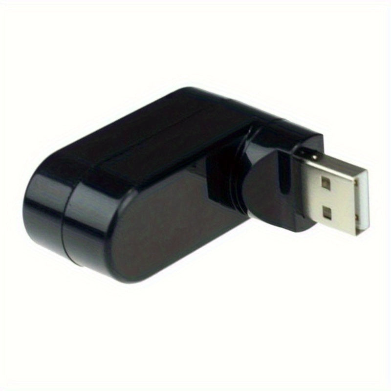 1pc Rotatable USB Hub Splitter Adapter, 3 Ports, Male To Male Connector, Flat Shape, ABS Material, Uncharged Power Mode for Laptop and PC