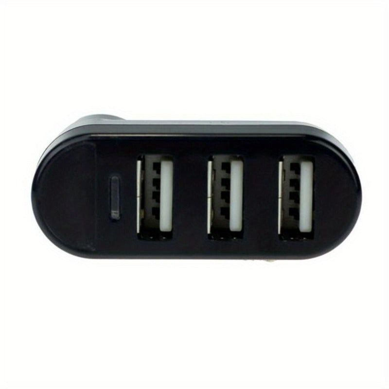 1pc Rotatable USB Hub Splitter Adapter, 3 Ports, Male To Male Connector, Flat Shape, ABS Material, Uncharged Power Mode for Laptop and PC