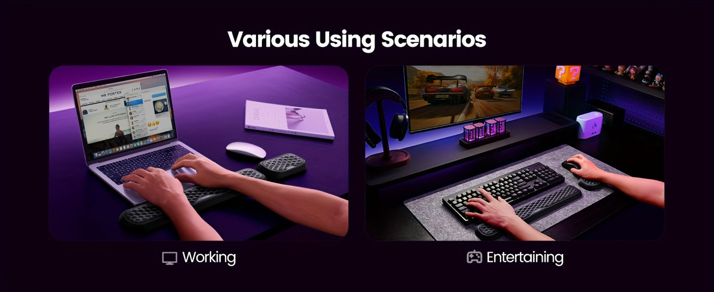 Vaydeer Ergonomic Wrist Rest - Soft Memory Foam Arm Cushion for Keyboard and Mouse, Computer Desk, Palm Hand Office Laptop Typing, Providing Comfortable Support and Reducing Wrist Strain