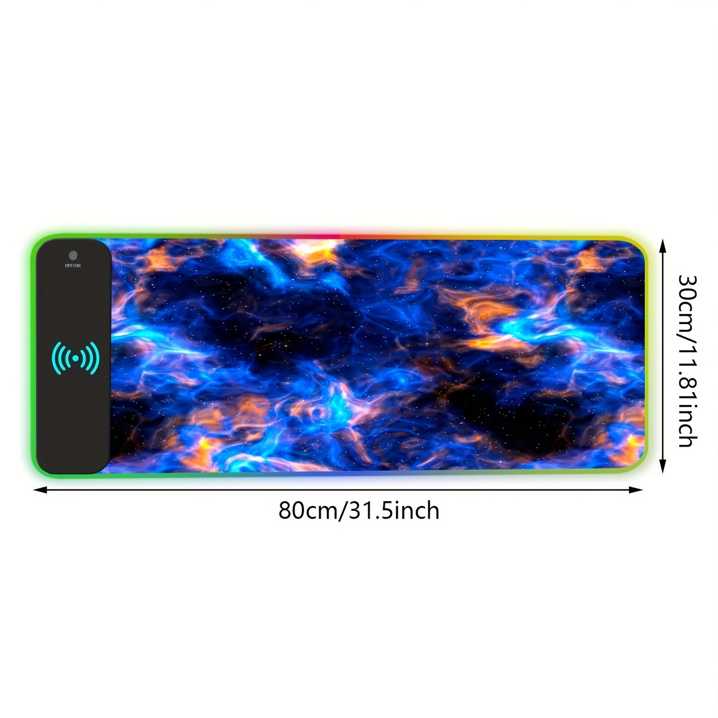 Wireless Charging RGB Gaming Mouse Pad 15W, LED Mouse Mat, 15 Light Modes Extra Large Mousepad Non-Slip Rubber Base Computer Keyboard Mat for Gaming, Macbook, PC, Laptop, Desk (Bule Sky)