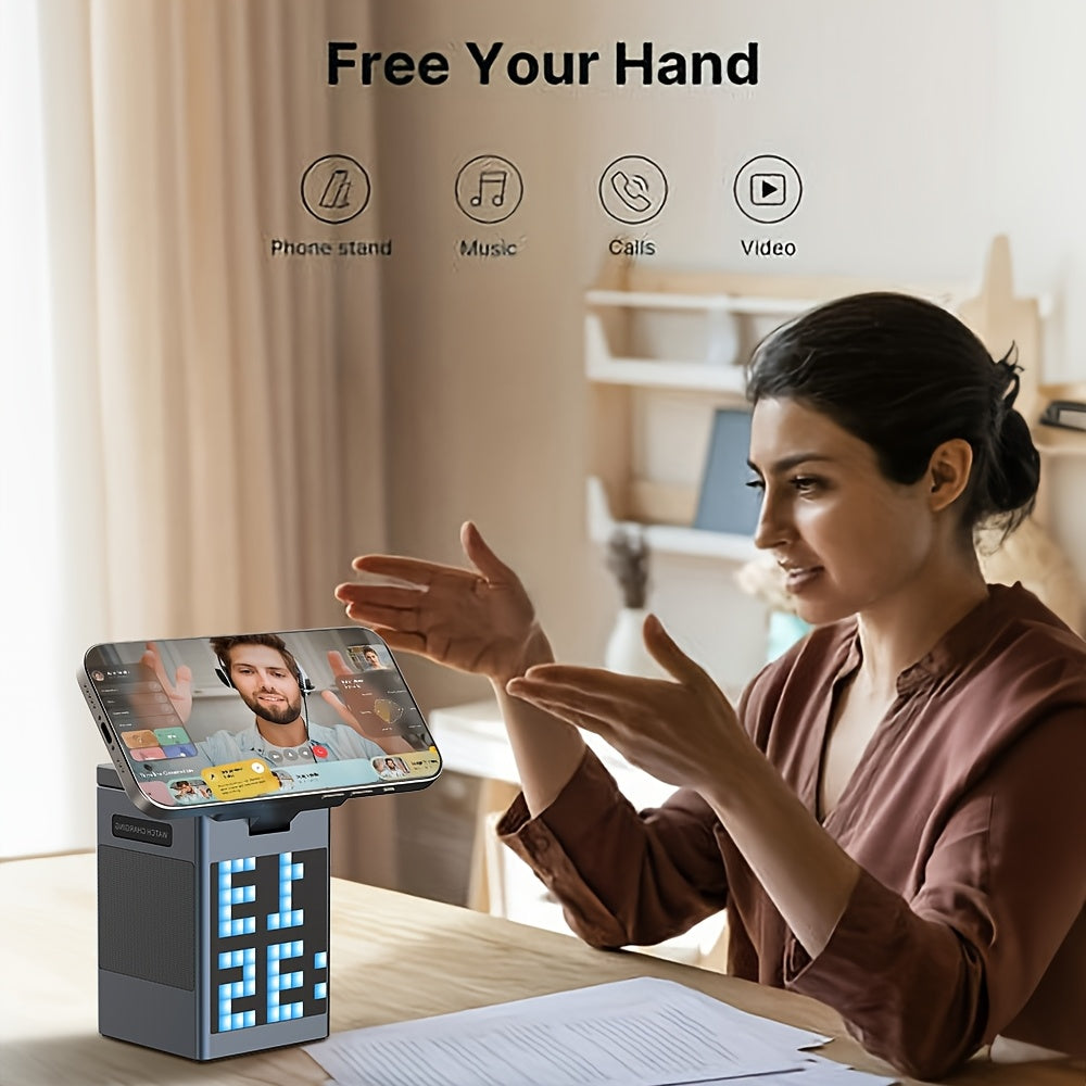 Digital Alarm Clock With Wireless Charging 15W, Wireless Speaker, Fast Wireless Charger, Dimmable Clock Brightness, Dual Alarm, Dimmable Display, Perfect For Bedroom, Home, Office