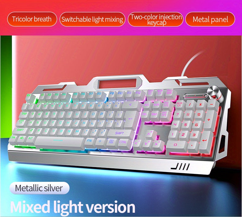 V2 E-sports Gaming Wired Keyboard with Hair Light, Universal USB Plug-in, Compatible with Windows System for Office and Typing