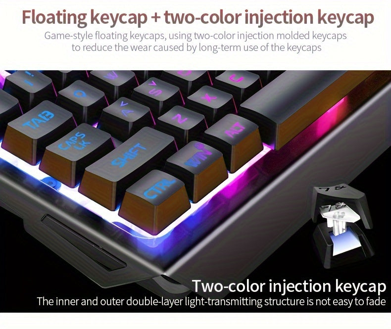 V2 E-sports Gaming Wired Keyboard with Hair Light, Universal USB Plug-in, Compatible with Windows System for Office and Typing