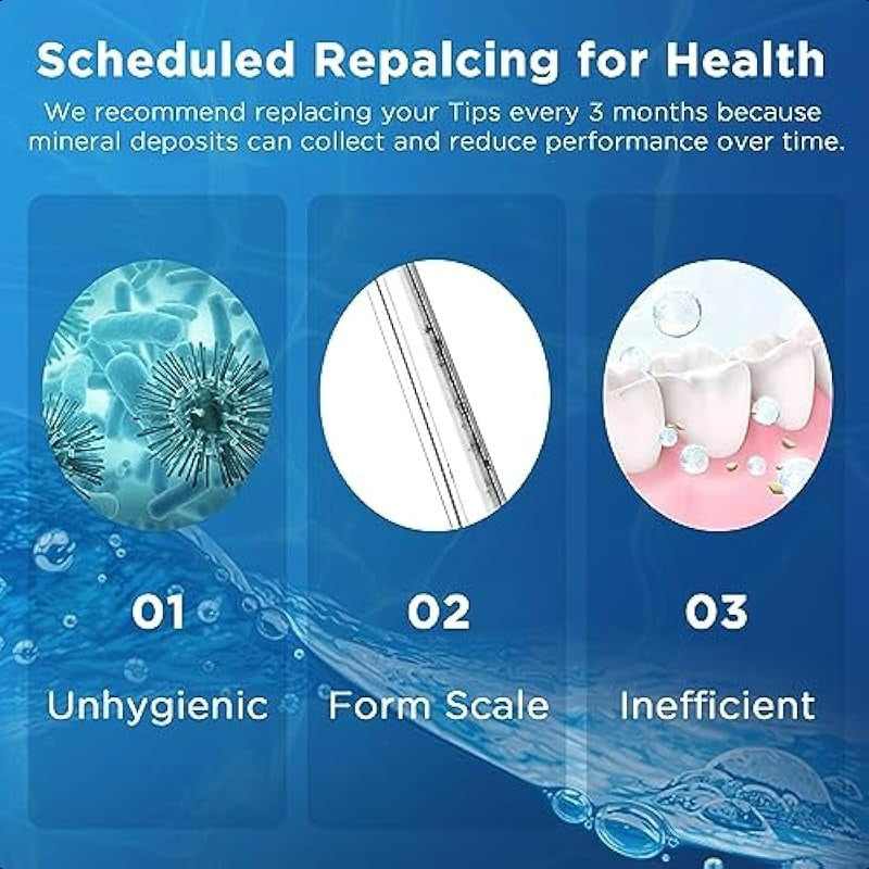 Replacement Tips for Waterpik Water Flosser 6 Brush Head Tips and Storage Case Bundle