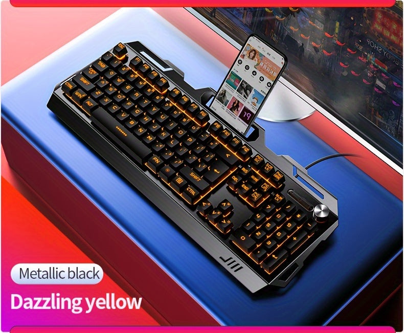 V2 E-sports Gaming Wired Keyboard with Hair Light, Universal USB Plug-in, Compatible with Windows System for Office and Typing