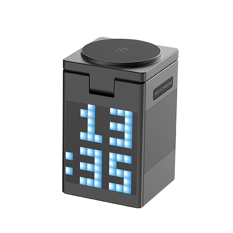 Digital Alarm Clock With Wireless Charging 15W, Wireless Speaker, Fast Wireless Charger, Dimmable Clock Brightness, Dual Alarm, Dimmable Display, Perfect For Bedroom, Home, Office