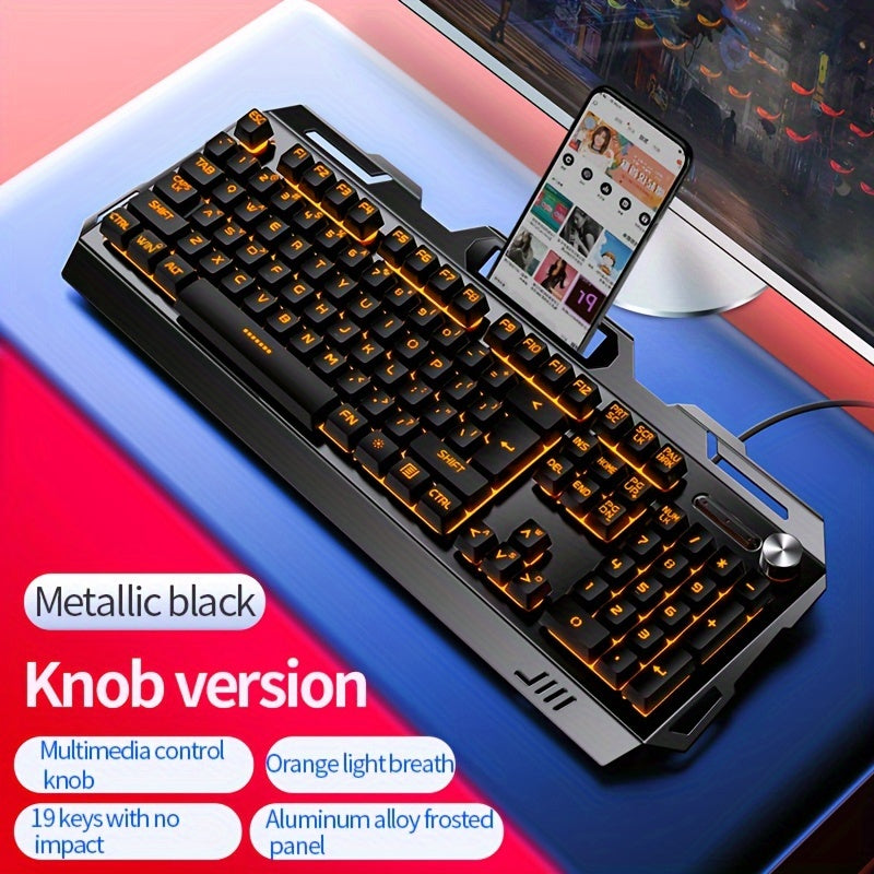 V2 E-sports Gaming Wired Keyboard with Hair Light, Universal USB Plug-in, Compatible with Windows System for Office and Typing