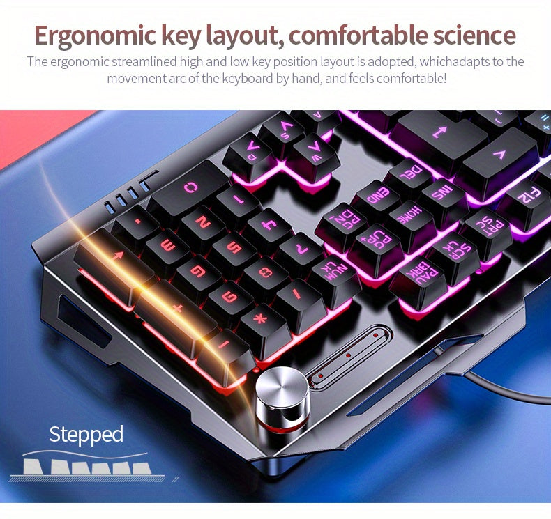 V2 E-sports Gaming Wired Keyboard with Hair Light, Universal USB Plug-in, Compatible with Windows System for Office and Typing