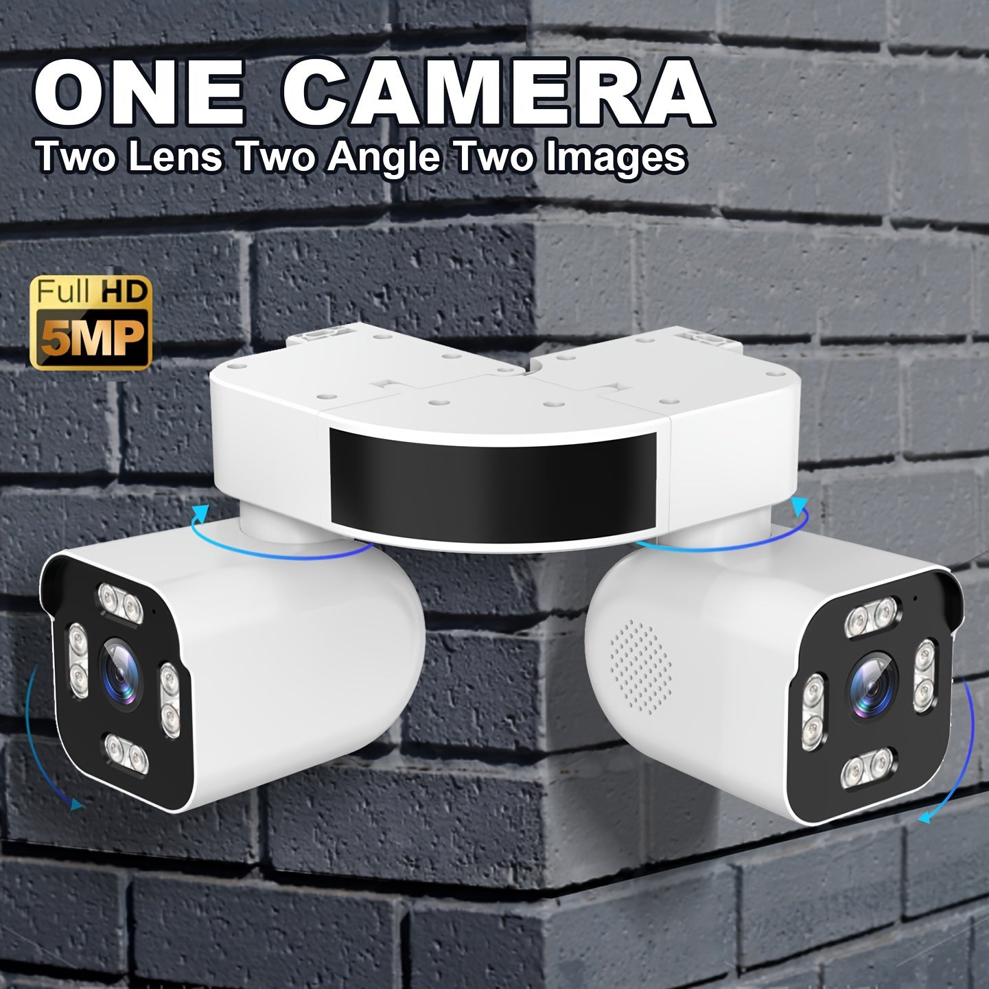 Dual Lens Ptz Security Cameras Wireless Network Outdoor, 5.0MP Motion Sensor Camera Outside 2.4G Wifi Home Security, 360 Degree Camaras De Seguridad Para Casa Exterior, 2 Way Audio Talk, Night Vision, Siren Alarm
