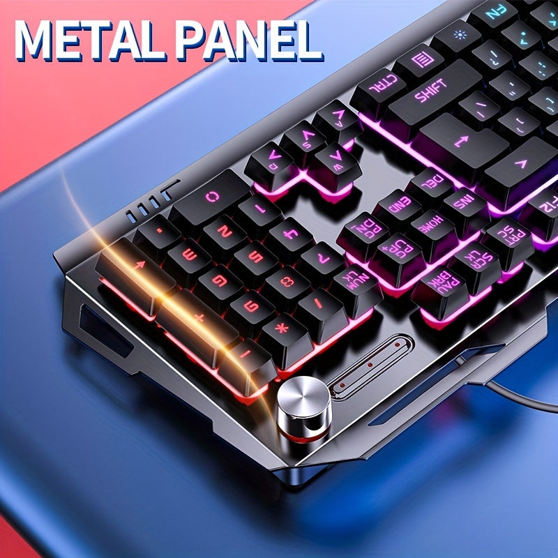 V2 E-sports Gaming Wired Keyboard with Hair Light, Universal USB Plug-in, Compatible with Windows System for Office and Typing
