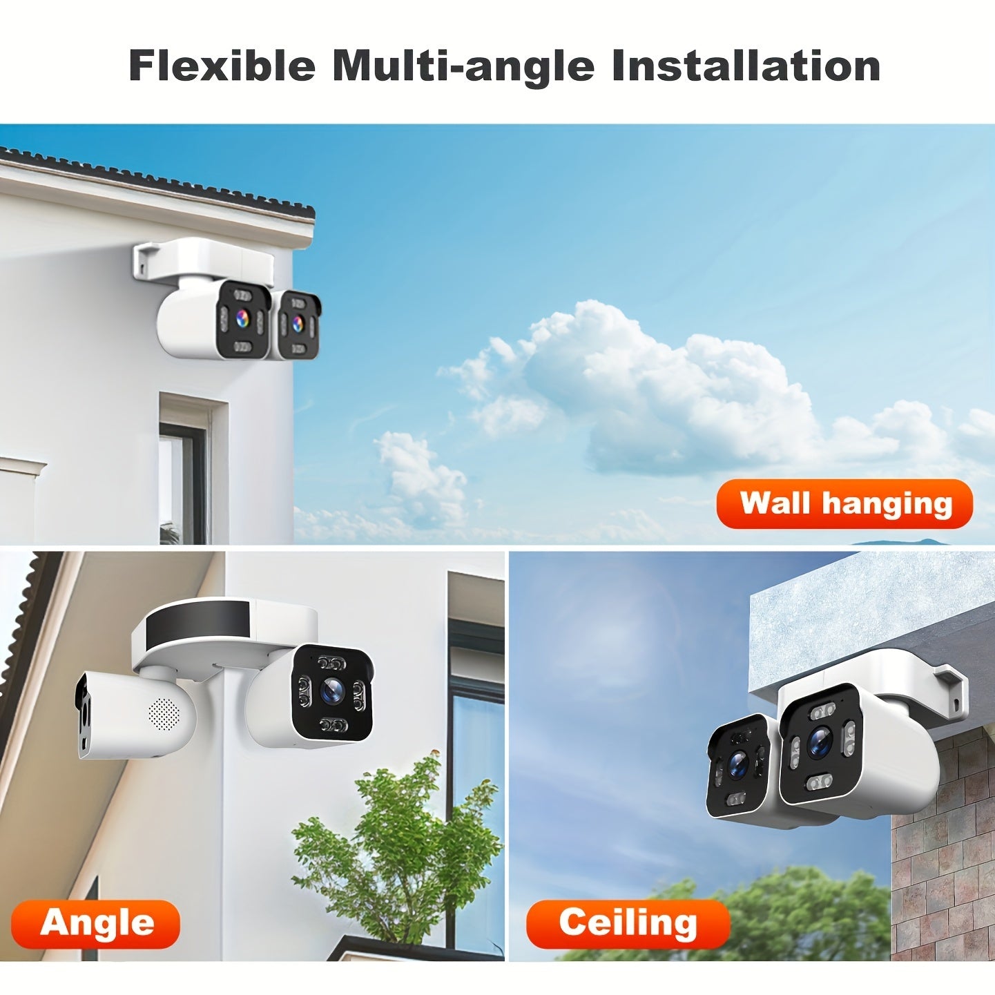 Dual Lens Ptz Security Cameras Wireless Network Outdoor, 5.0MP Motion Sensor Camera Outside 2.4G Wifi Home Security, 360 Degree Camaras De Seguridad Para Casa Exterior, 2 Way Audio Talk, Night Vision, Siren Alarm