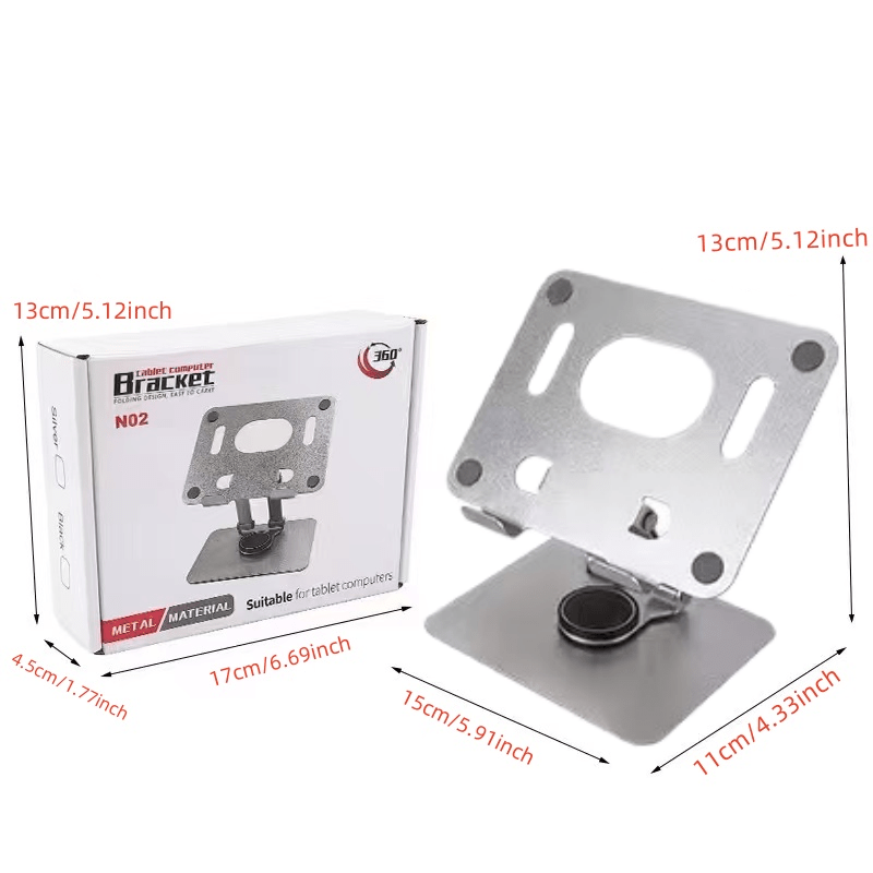Aluminum Tablet Stand With 360 Degree Rotating Base, Foldable And Adjustable, Suitable For Office Desks, Home Offices, Compatible With IPad Pro Air Mini, Etc
