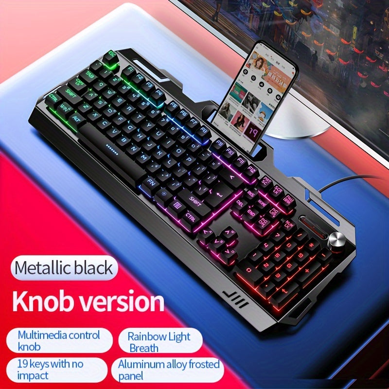 V2 E-sports Gaming Wired Keyboard with Hair Light, Universal USB Plug-in, Compatible with Windows System for Office and Typing