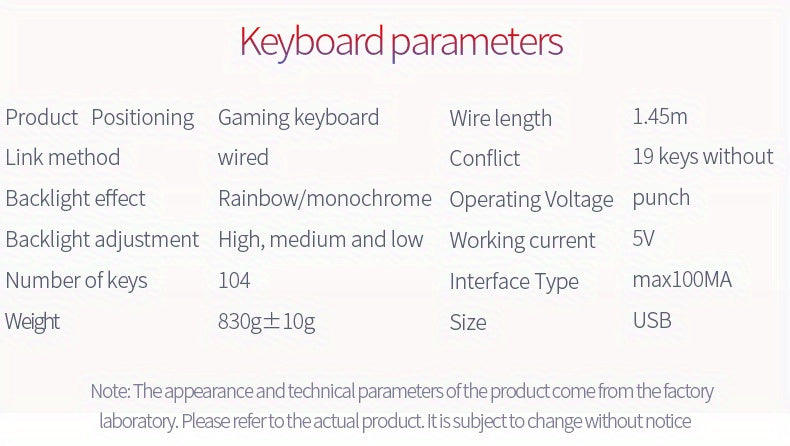 V2 E-sports Gaming Wired Keyboard with Hair Light, Universal USB Plug-in, Compatible with Windows System for Office and Typing