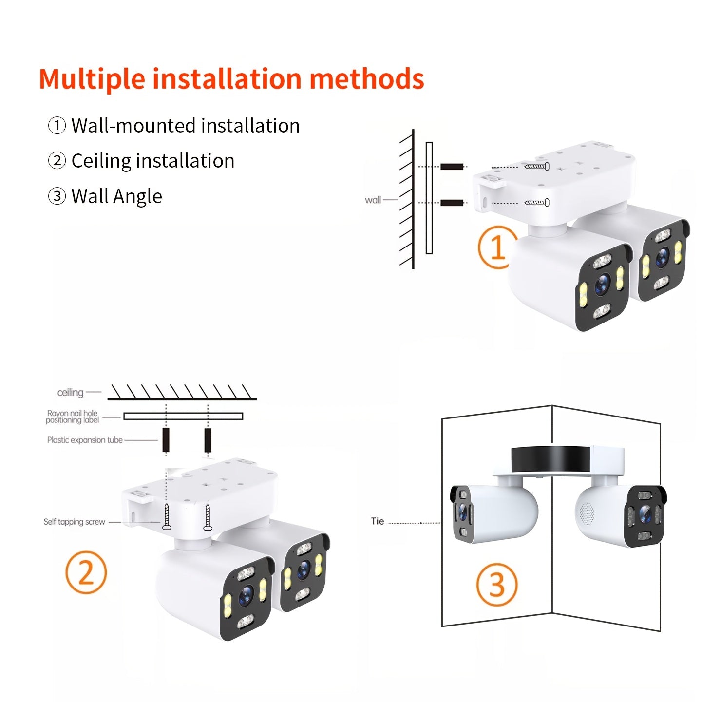 Dual Lens Ptz Security Cameras Wireless Network Outdoor, 5.0MP Motion Sensor Camera Outside 2.4G Wifi Home Security, 360 Degree Camaras De Seguridad Para Casa Exterior, 2 Way Audio Talk, Night Vision, Siren Alarm
