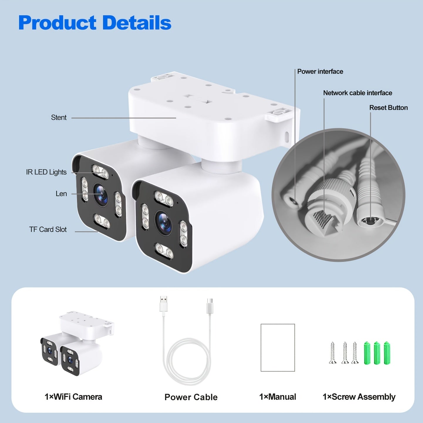 Dual Lens Ptz Security Cameras Wireless Network Outdoor, 5.0MP Motion Sensor Camera Outside 2.4G Wifi Home Security, 360 Degree Camaras De Seguridad Para Casa Exterior, 2 Way Audio Talk, Night Vision, Siren Alarm