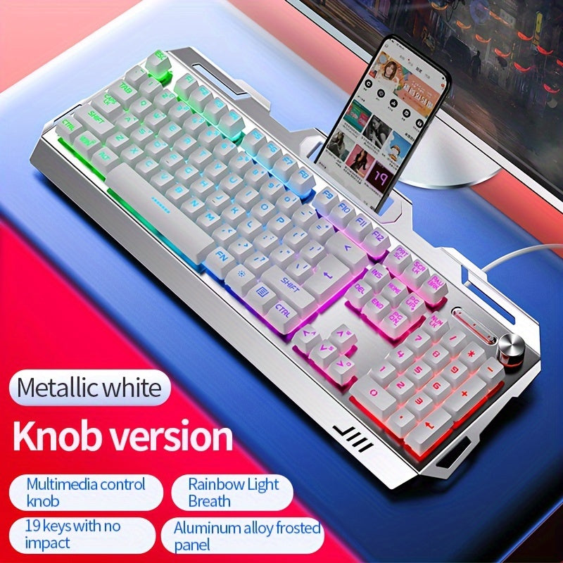V2 E-sports Gaming Wired Keyboard with Hair Light, Universal USB Plug-in, Compatible with Windows System for Office and Typing