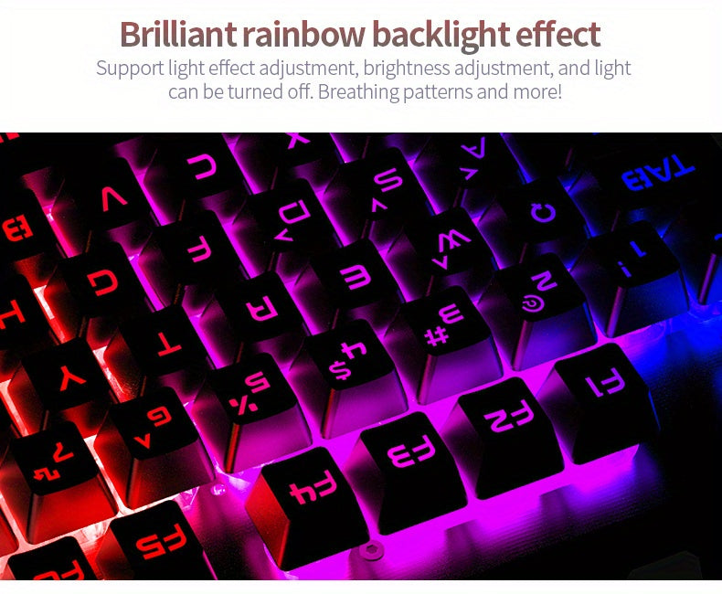 V2 E-sports Gaming Wired Keyboard with Hair Light, Universal USB Plug-in, Compatible with Windows System for Office and Typing