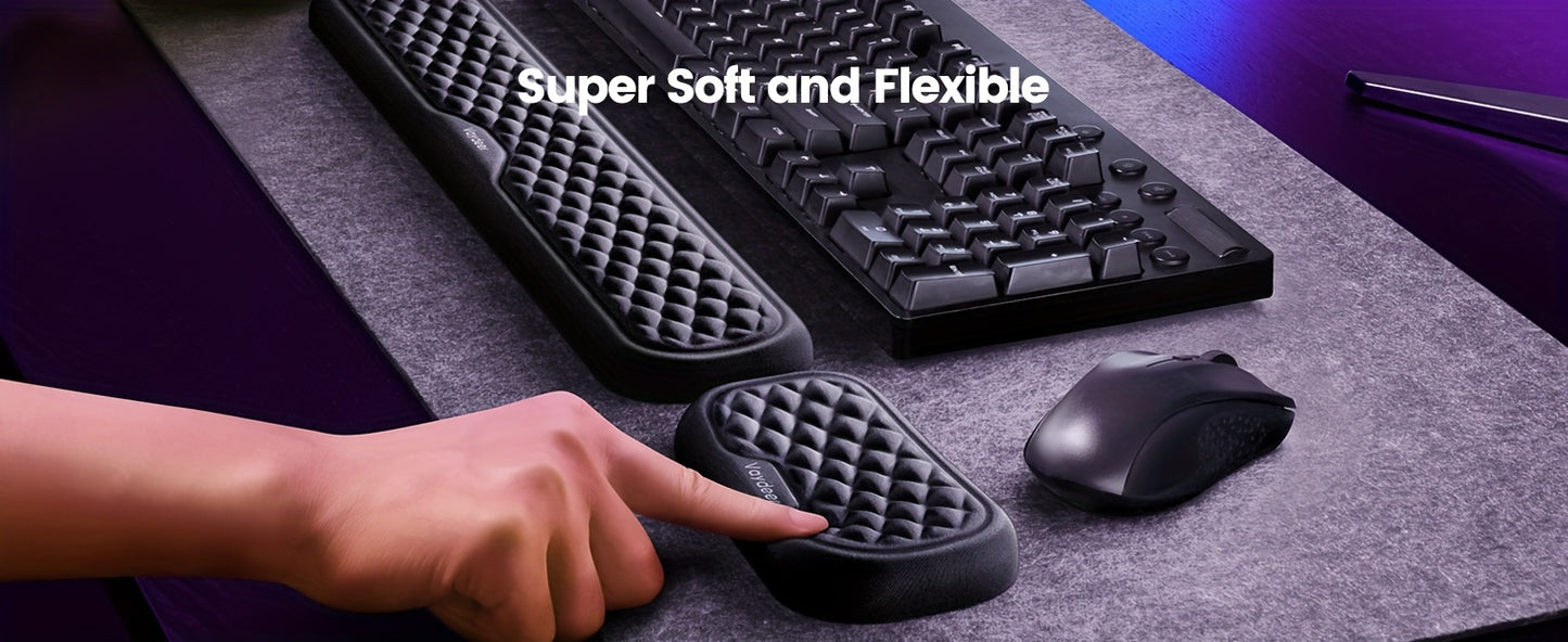 Vaydeer Ergonomic Wrist Rest - Soft Memory Foam Arm Cushion for Keyboard and Mouse, Computer Desk, Palm Hand Office Laptop Typing, Providing Comfortable Support and Reducing Wrist Strain