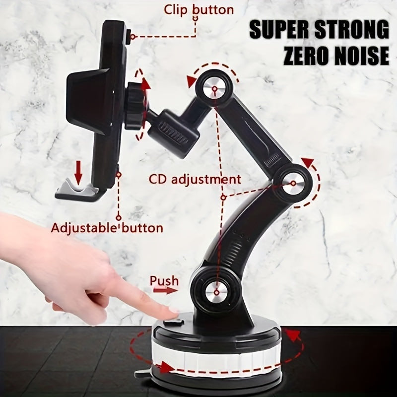 [Rotatable Car Phone Mount] 360° Rotatable Car Phone Mount - Telescopic, Shockproof with Strong Adhesive Gel Pad for Large Trucks & Vehicles