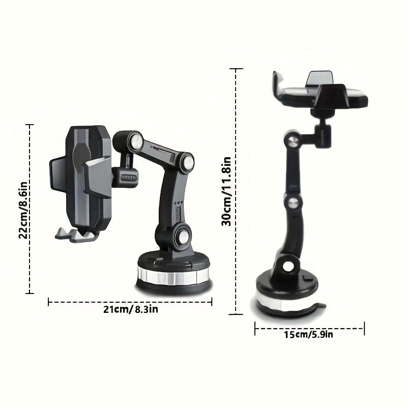 [Rotatable Car Phone Mount] 360° Rotatable Car Phone Mount - Telescopic, Shockproof with Strong Adhesive Gel Pad for Large Trucks & Vehicles