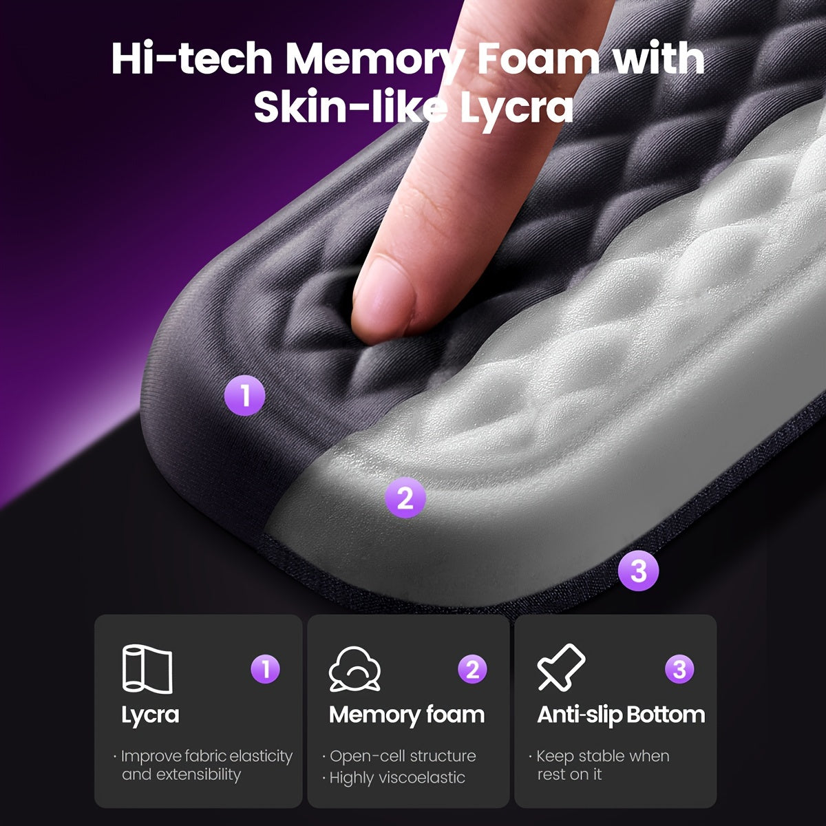 Vaydeer Ergonomic Wrist Rest - Soft Memory Foam Arm Cushion for Keyboard and Mouse, Computer Desk, Palm Hand Office Laptop Typing, Providing Comfortable Support and Reducing Wrist Strain