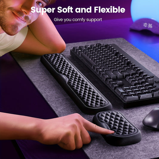 Vaydeer Ergonomic Wrist Rest - Soft Memory Foam Arm Cushion for Keyboard and Mouse, Computer Desk, Palm Hand Office Laptop Typing, Providing Comfortable Support and Reducing Wrist Strain