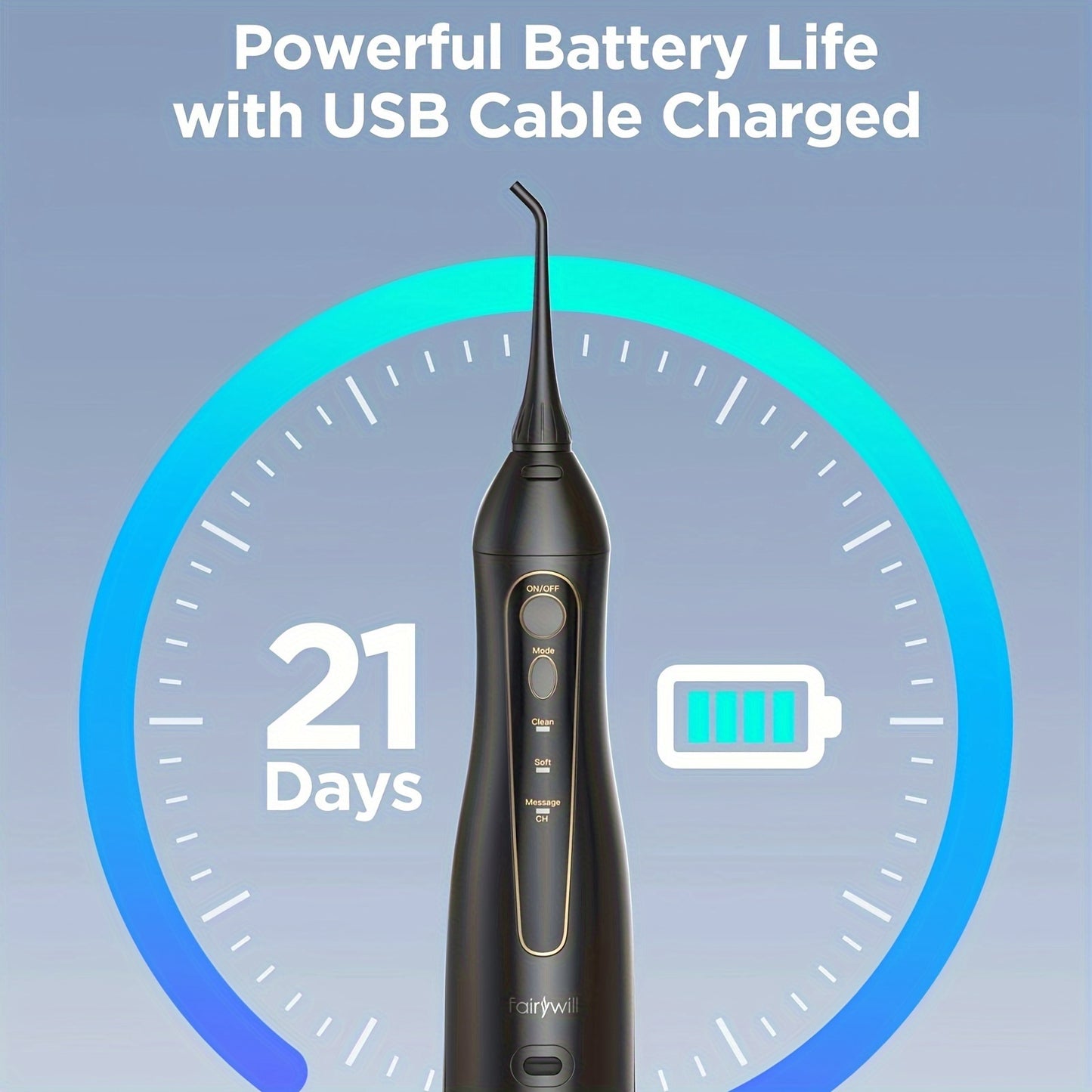 Combo for Braces Bridges Care, Black Fairywill Water Flosser and Electric Toothbrush