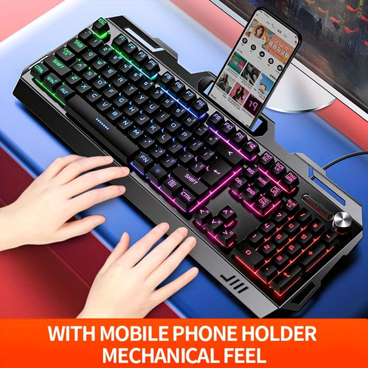 V2 E-sports Gaming Wired Keyboard with Hair Light, Universal USB Plug-in, Compatible with Windows System for Office and Typing